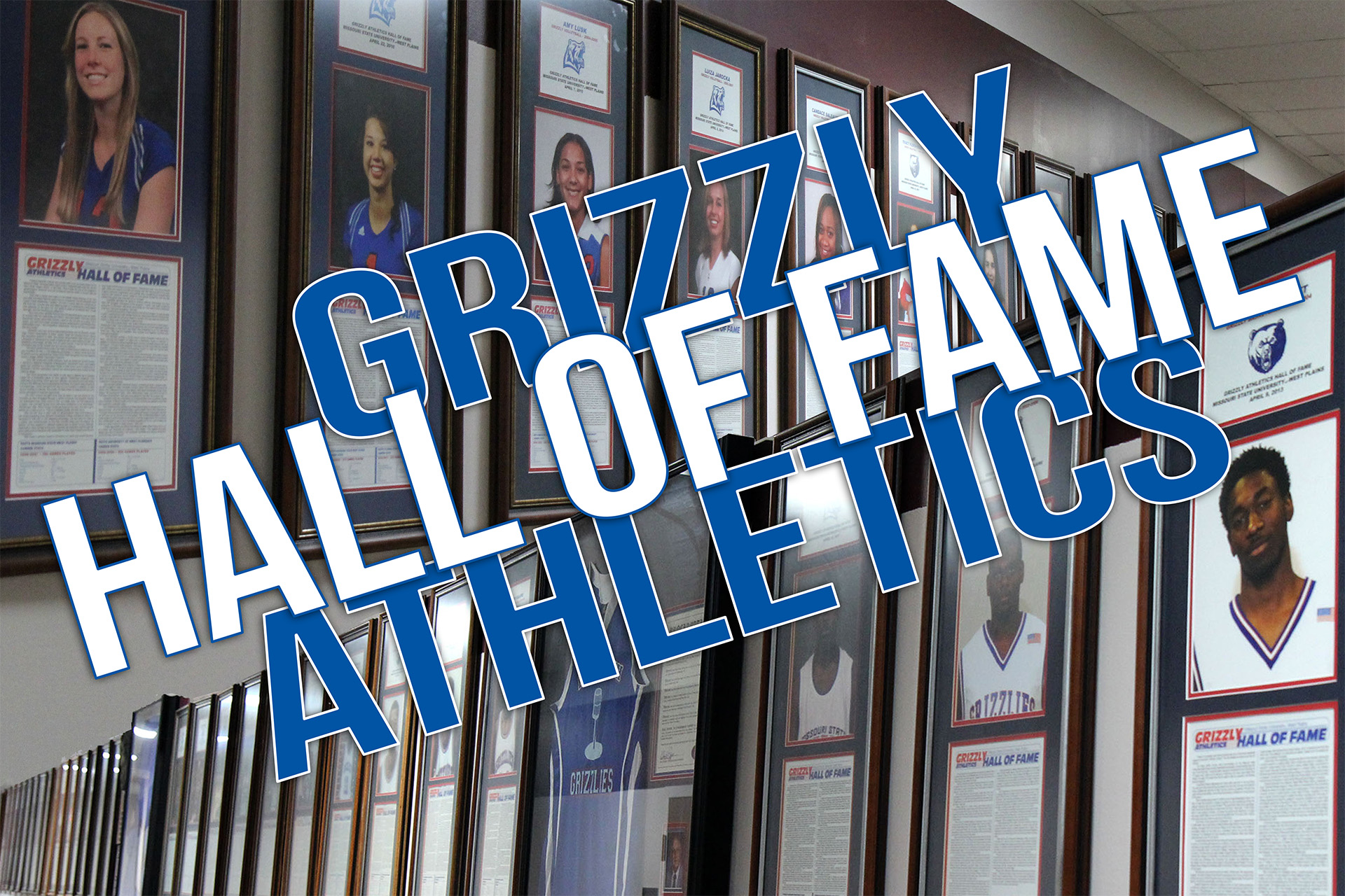 Hallway of Grizzly Athletics Hall of Fame recipients