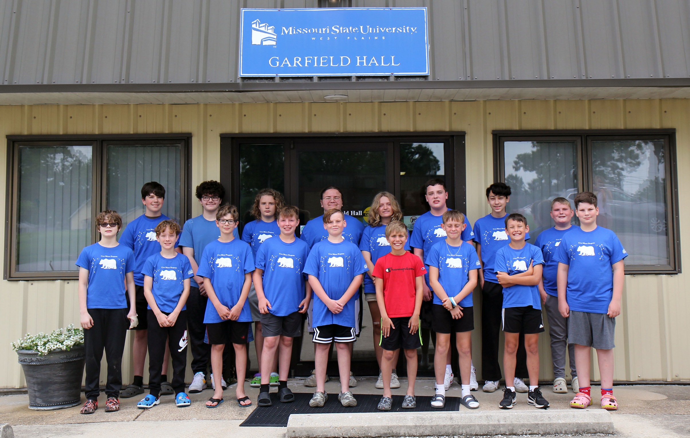 Participants in the Ursa Minor esports program gather as a group outside Garfield Hall, home of Grizzly eSports. (MSU-WP Photo)